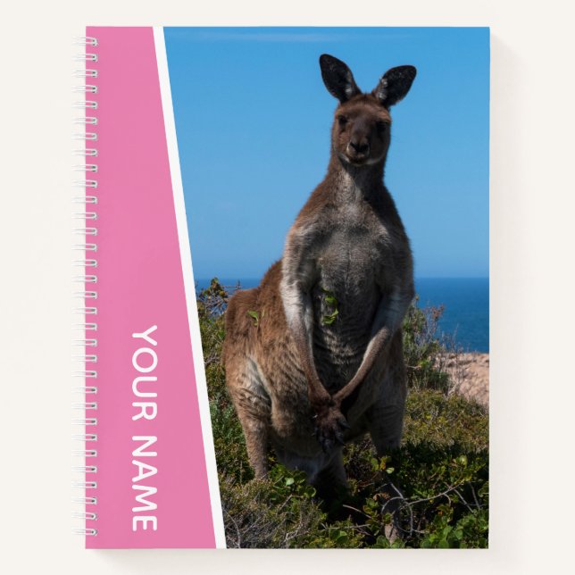 Cuaderno Canguro Macho en Australia, Rosa Personalizado (Anverso)