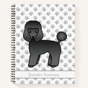 Cuaderno Caniche de juguete negro lindo perro de dibujos an