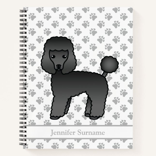 Cuaderno Caniche de juguete negro lindo perro de dibujos an (Anverso)