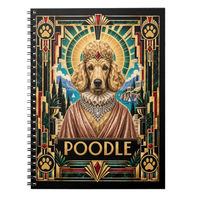 Cuaderno Caniche, perro Art Deco (Frente)