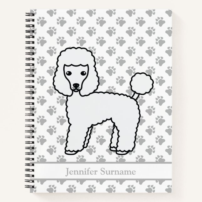 Cuaderno Caniche Toy Blanco Perro de Dibujos Animados Lindo (Anverso)