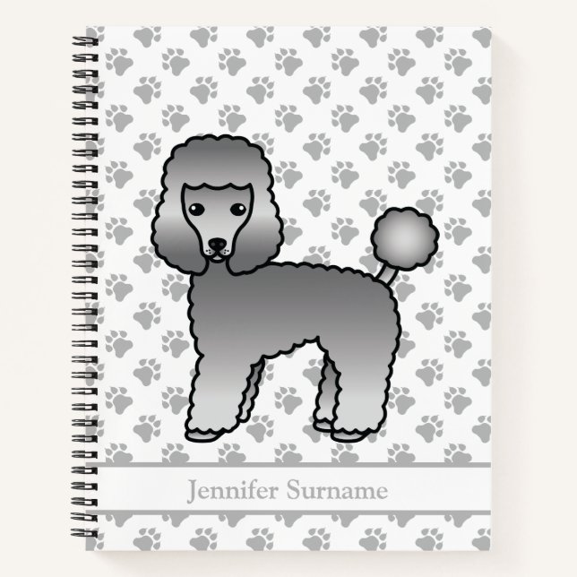 Cuaderno Caniche Toy Gris Lindo Perro de Dibujos Animados & (Anverso)