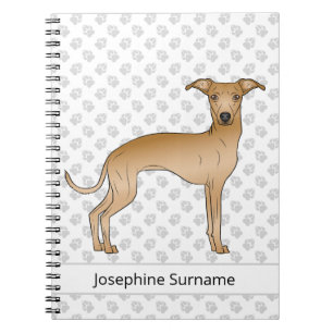 Cuaderno Canino de Greyhound italiano Fawn con texto Person