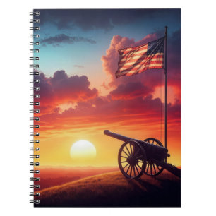 Cuaderno Cañón vintage y bandera estadounidense