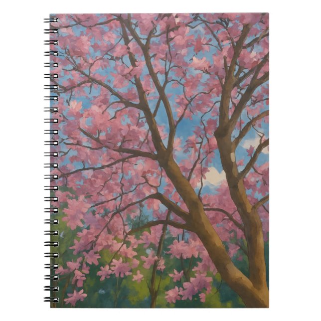 Cuaderno Canopy de primavera - Pintura de árbol de flores y (Frente)
