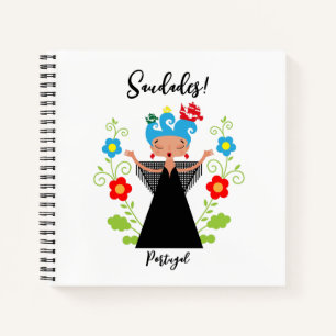 Cuaderno Cantante de fado con barcos de caravanas portugues