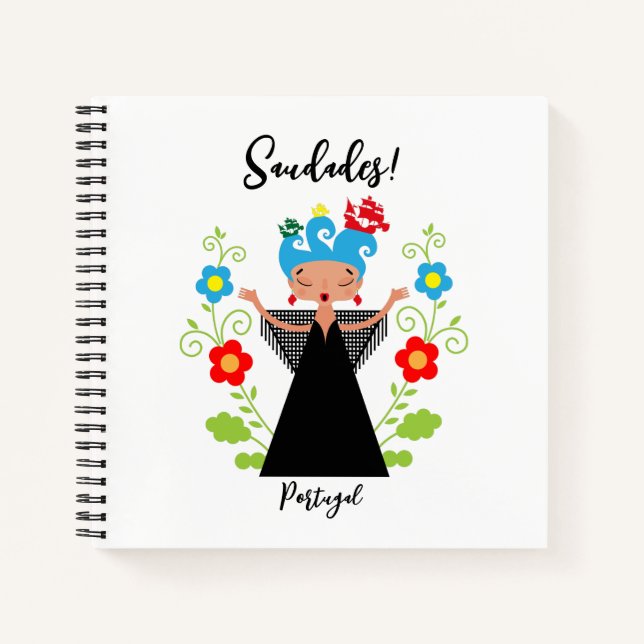 Cuaderno Cantante de fado con barcos de caravanas portugues (Anverso)