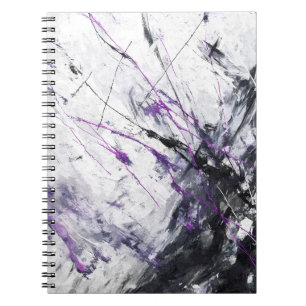 Cuaderno Caos abstracto de blanco negro púrpura eléctrico