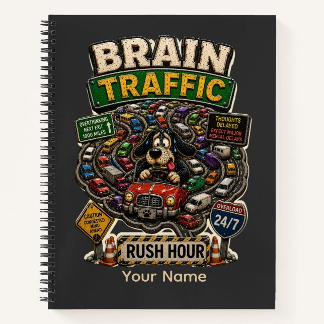 Cuaderno Caos de Tráfico Cerebral Personalizado Divertido E (Anverso)