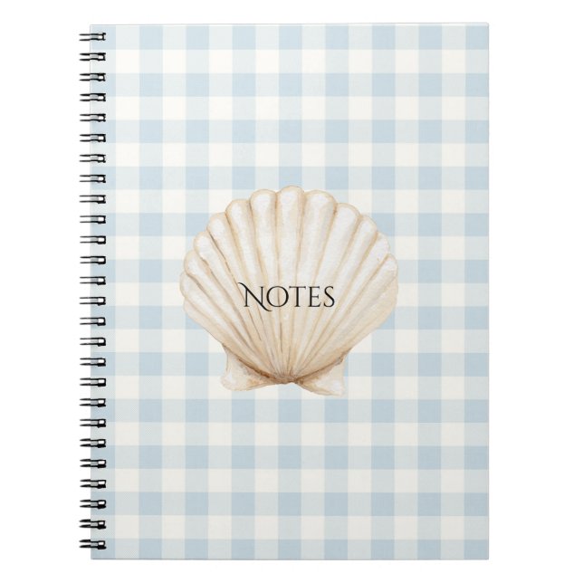 Cuaderno Caparazón de Cuadros de Rayas Azul Claro Blanco (Frente)