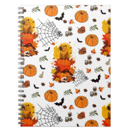 Cuaderno Capibar de otoño con calabazas, arañas