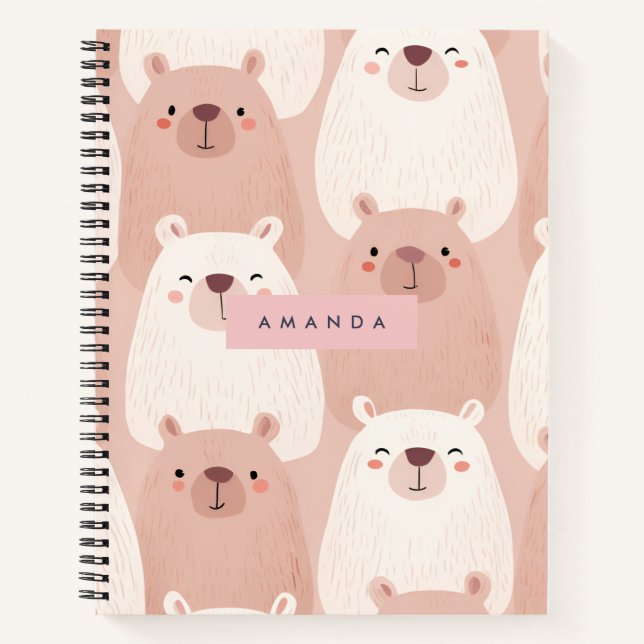 Cuaderno Capibara Adorable Pastel Personalizado (Anverso)