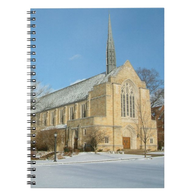 Cuaderno Capilla Harbison en invierno en el Grove City Coll (Frente)