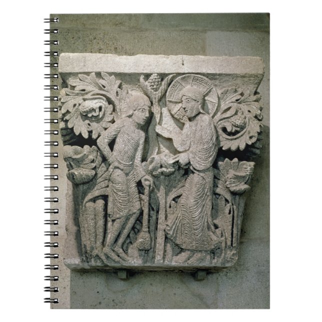 Cuaderno Capital de columna que representa Cristo y a James (Frente)