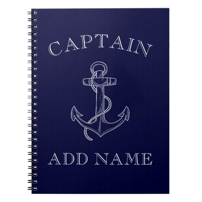 Cuaderno Capitán de barco Sailor Nautical Anchor Personaliz (Frente)