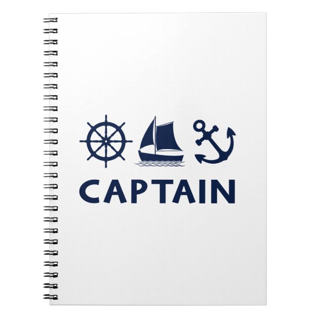 Cuaderno Capitán del Ancla del velero de la rueda Azul oscu (Frente)