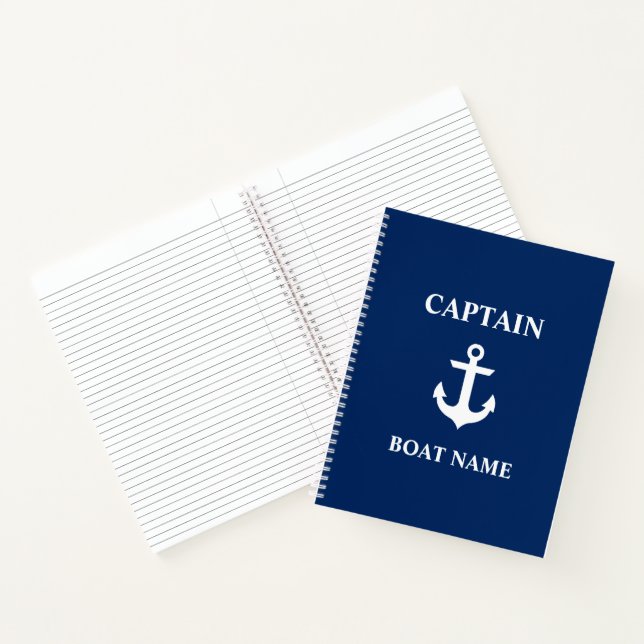 Cuaderno Capitán Náutico Nombre de barco Anchor Azul (Interior)