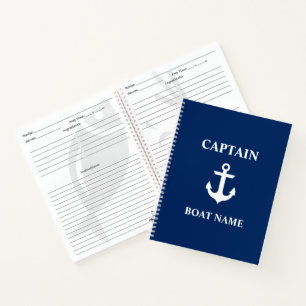 Cuaderno Capitán Náutico Nombre de barco Anclaje Receta Azu