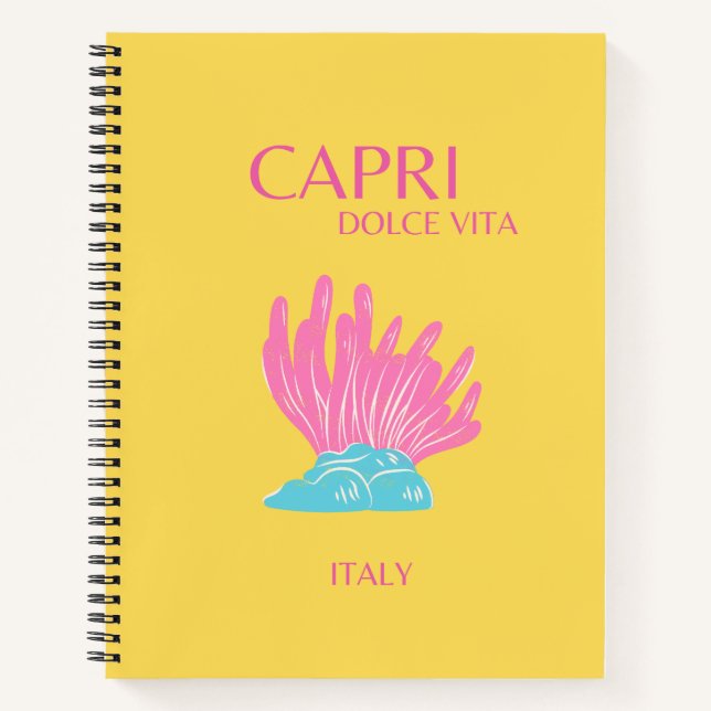 Cuaderno Capri Dolce Vita, arte de viajes, amarillo (Anverso)