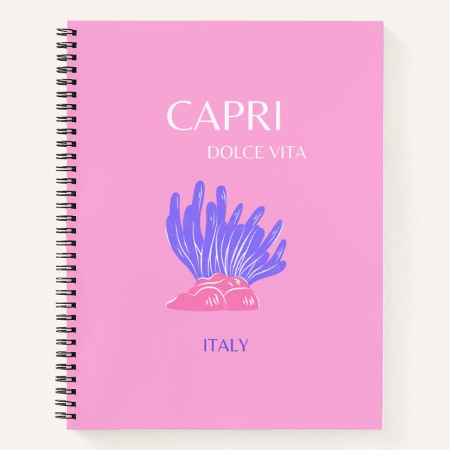 Cuaderno Capri, Italia, Preppy, Rosa (Anverso)