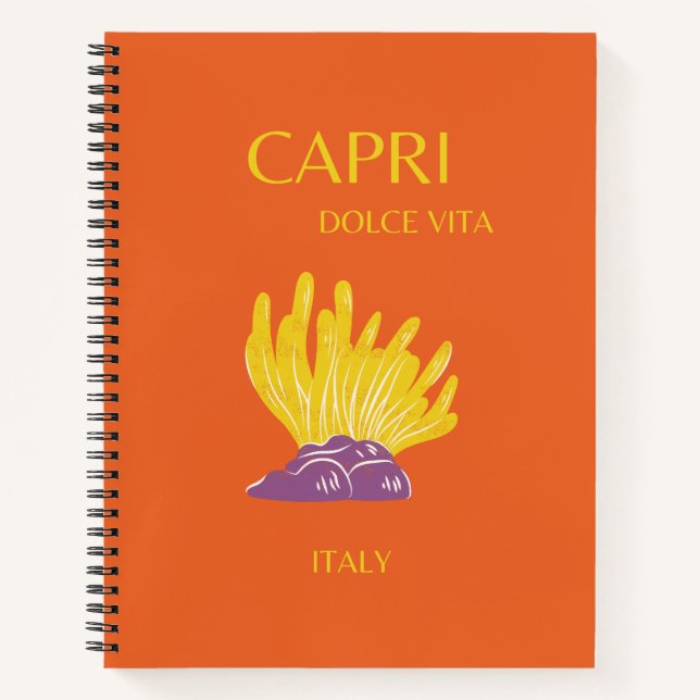 Cuaderno Capri, Italia, Viajes, Preppy, Naranja (Anverso)