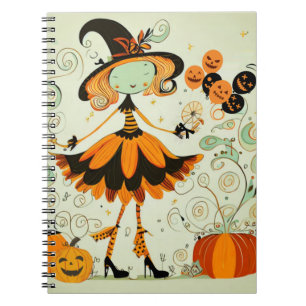 Cuaderno capricho/bruja/calabaza/caída