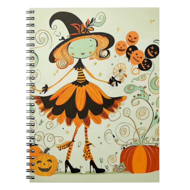 Cuaderno capricho/bruja/calabaza/caída (Frente)