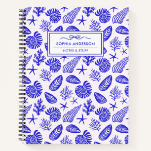 Cuaderno Caprichosa Concha Marina Azul Costera Personalizad