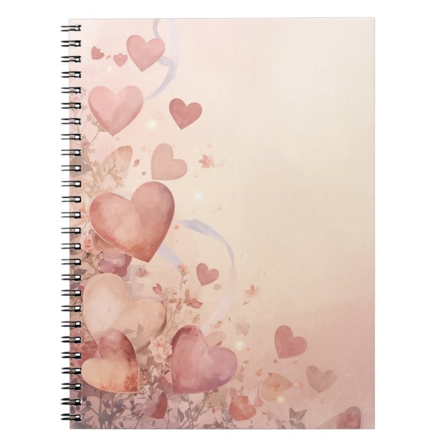 Cuaderno Caprichoso Corazón Rosa Polvoriento Cascada Abstra (Frente)