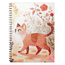 Cuaderno Caprichoso. Gato en un jardín de rosas.