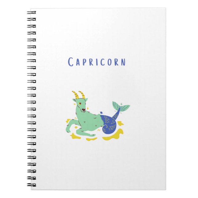 Cuaderno Capricornio blanco, zodiaco, estampado de estrella (Frente)