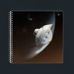 Cuaderno Cápsula de aeródromo de Marte Science Laboratory 2<br><div class="desc">Concepto de artista que representa la interacción de la nave espacial del Laboratorio Científico de Marte con la atmósfera superior de Marte durante la entrada, descenso y aterrizaje de la resaca de curiosidad en la superficie marciana. En esta escena, la fricción con la atmósfera marciana está frenando el descenso de...</div>