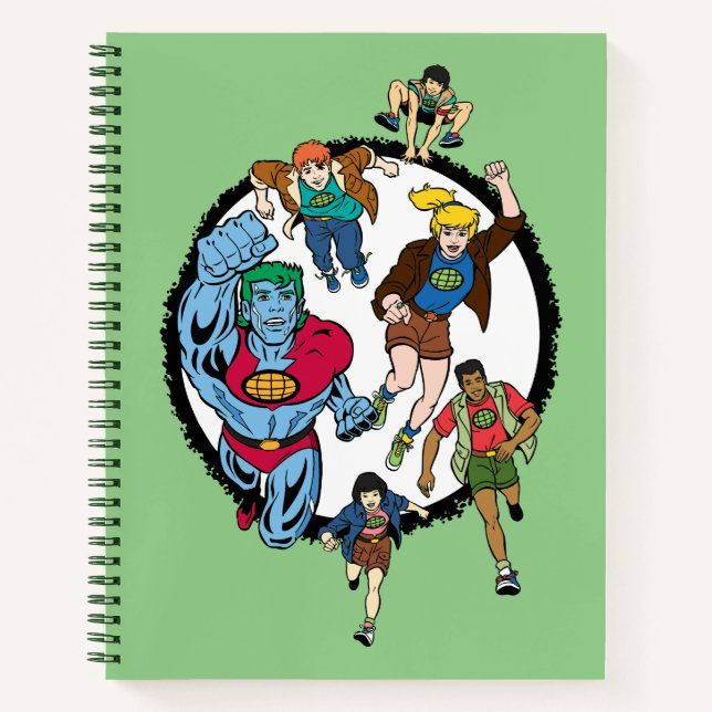 Cuaderno Captain Planet y el gráfico del círculo de los pla (Anverso)