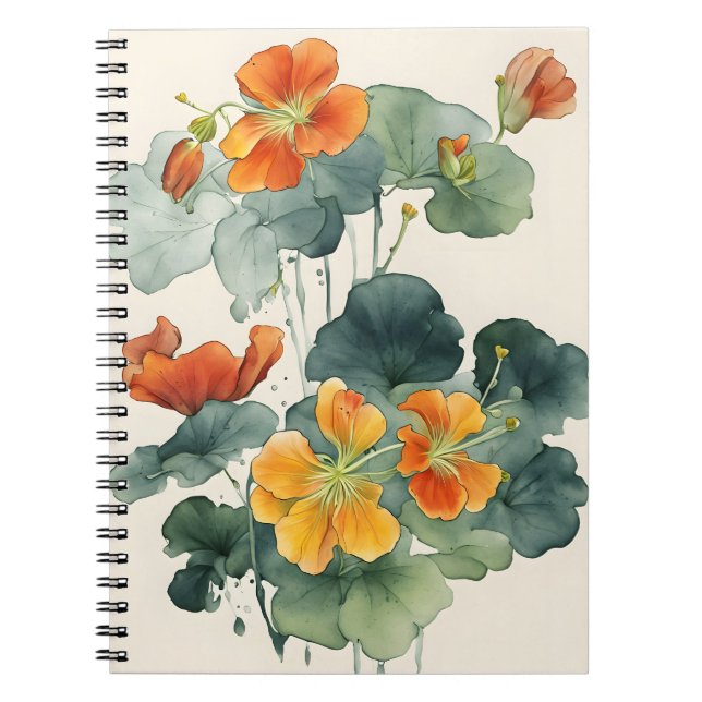 Cuaderno Capuchina - Flores de acuarela (Frente)
