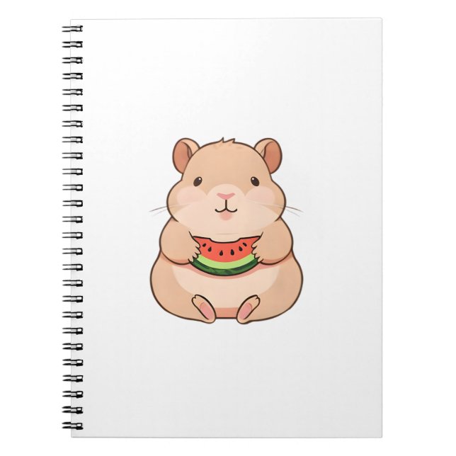 Cuaderno Capybara Chibi Kawaii Comiendo Rodaja de Sandía (Frente)