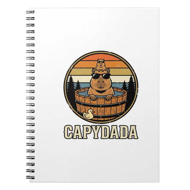 Cuaderno Capydada Capybara Papá Diseño Vectorial Retro Bañe (Frente)