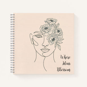 Cuaderno Cara con flores florecientes