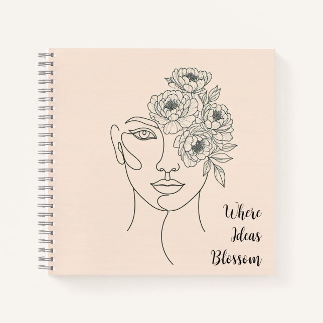 Cuaderno Cara con flores florecientes (Anverso)