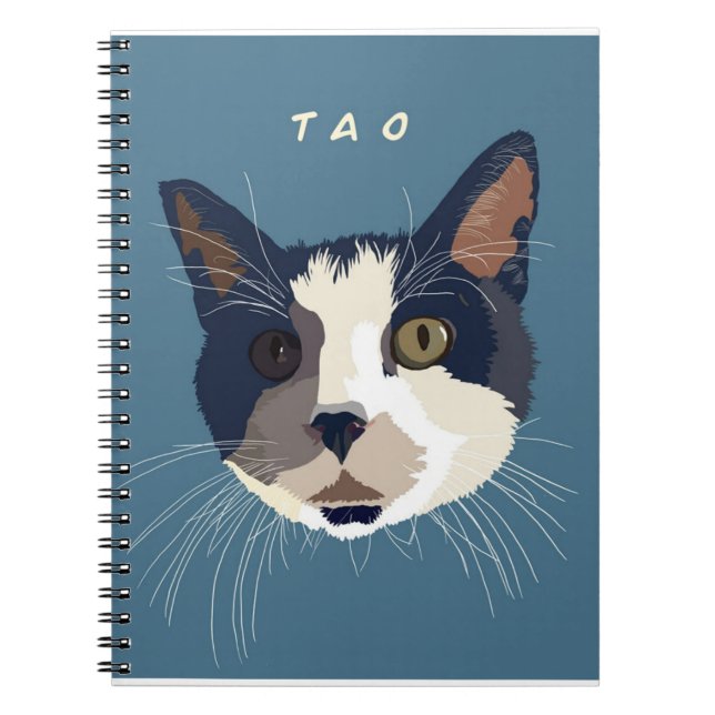 Cuaderno Cara de arte de gato de Tuxedo (Frente)