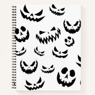 Cuaderno Cara de calabaza de calabaza Jack O Lantern en bla