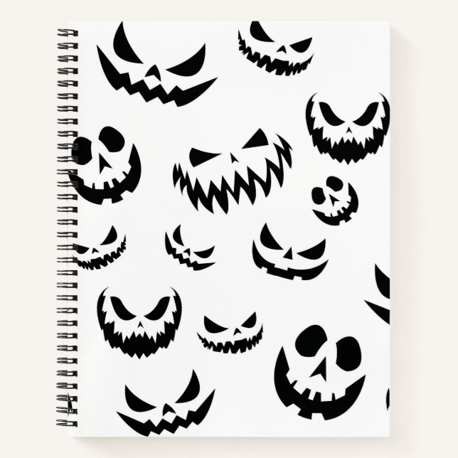 Cuaderno Cara de calabaza de calabaza Jack O Lantern en bla (Anverso)