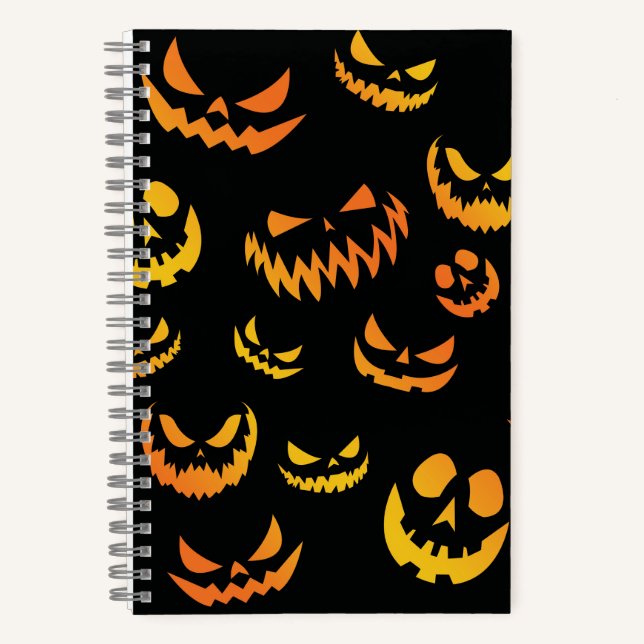Cuaderno Cara de calabaza de Jack O Lantern (Anverso)