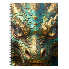 Cuaderno Cara de Dragón Turquesa y Dorado