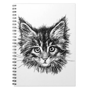 Cuaderno Cara de gatito negro y blanco