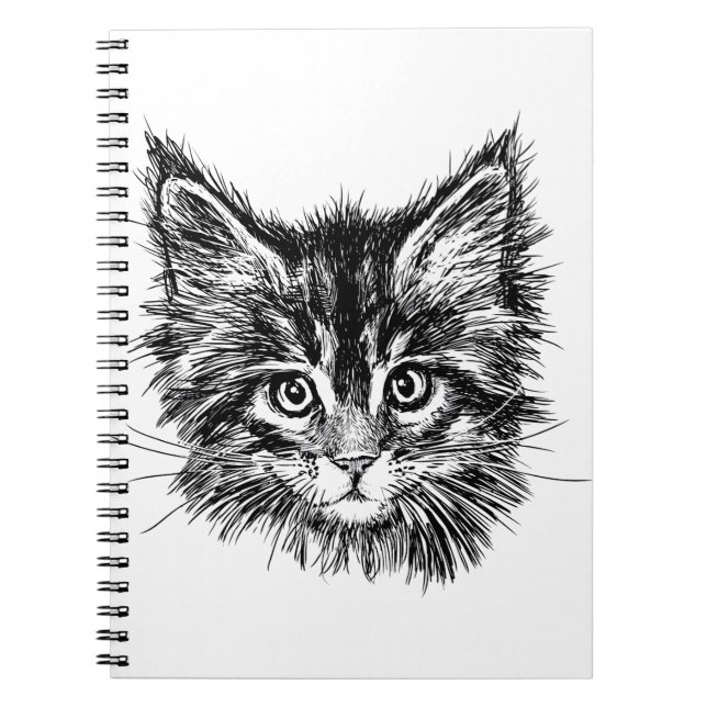 Cuaderno Cara de gatito negro y blanco (Frente)