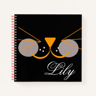 Cuaderno Cara de Gato Negro Lindo Divertido