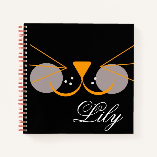 Cuaderno Cara de Gato Negro Lindo Divertido (Anverso)