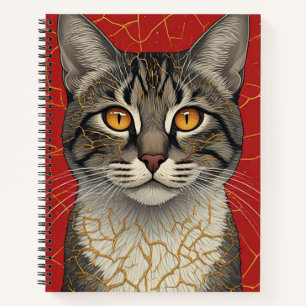 Cuaderno Cara de Gato Primer Plano con Marcas Doradas de Ki
