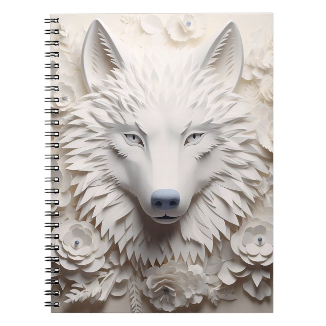 Cuaderno Cara de Lobo Blanco 3D (Frente)