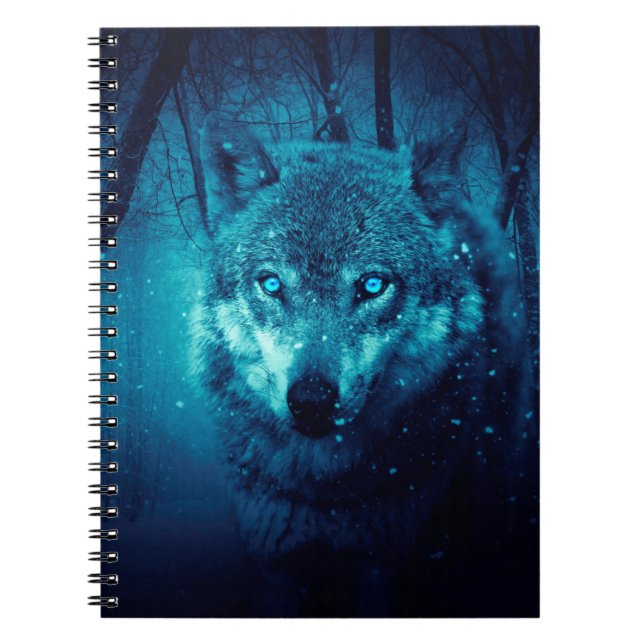 Cuaderno Cara de lobo en un bosque de fantasía oscura (Frente)